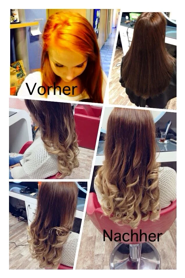 Haarcoloration im Vorher-Nachher-Vergleich